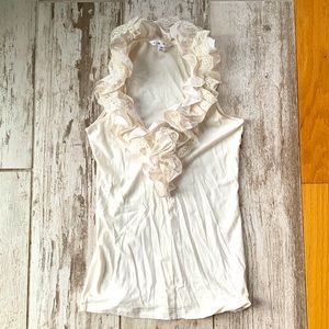 CAbi Ivory Ruffle Top, XS excellent Condition